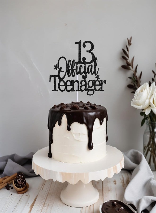 Larrel 13th Official Teenager Cake Topper, Double Sides Glitter 13 Birthday Cake Pick Decorations Happy Birthday Party Supplies Decorations for Teen Boys Girls (Black) - Image 5